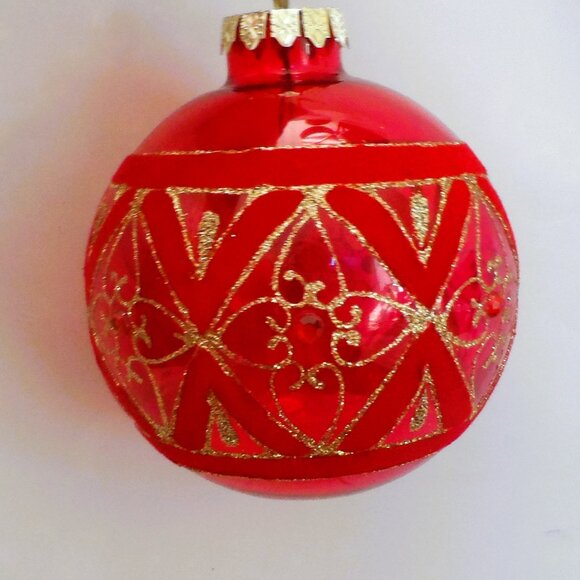 Christmas Glass Ornaments Hand Decorated Set (9 piece)- NEW - Picture 8 of 15